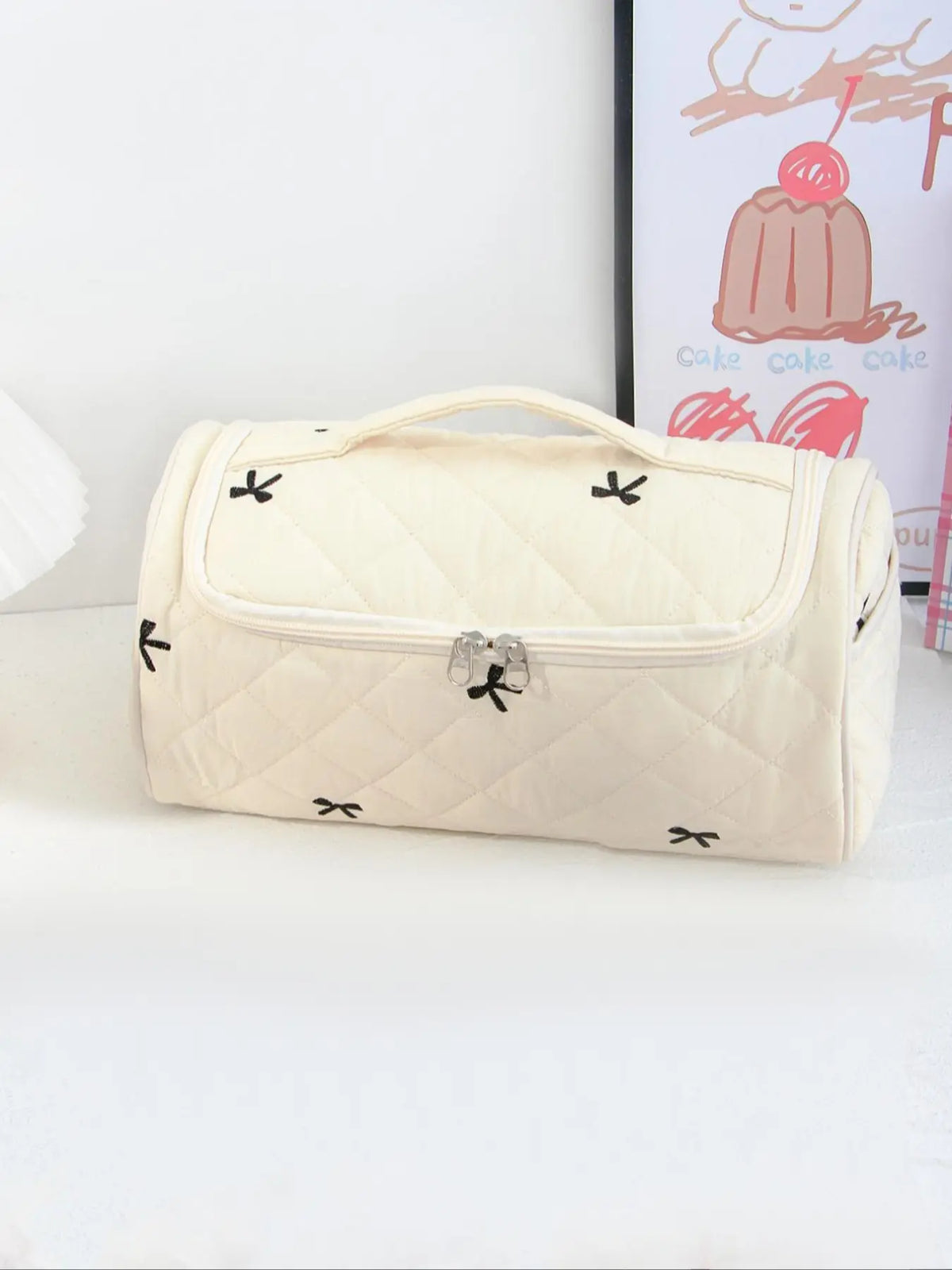 Large-Capacity Quilted Cosmetic & Hair Tool Organizer Bag