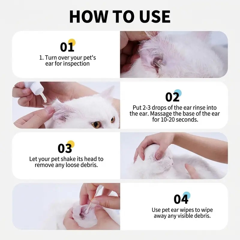 Pet Ear Wash Solution – Gentle Ear Cleaning Drops for Cats & Dogs