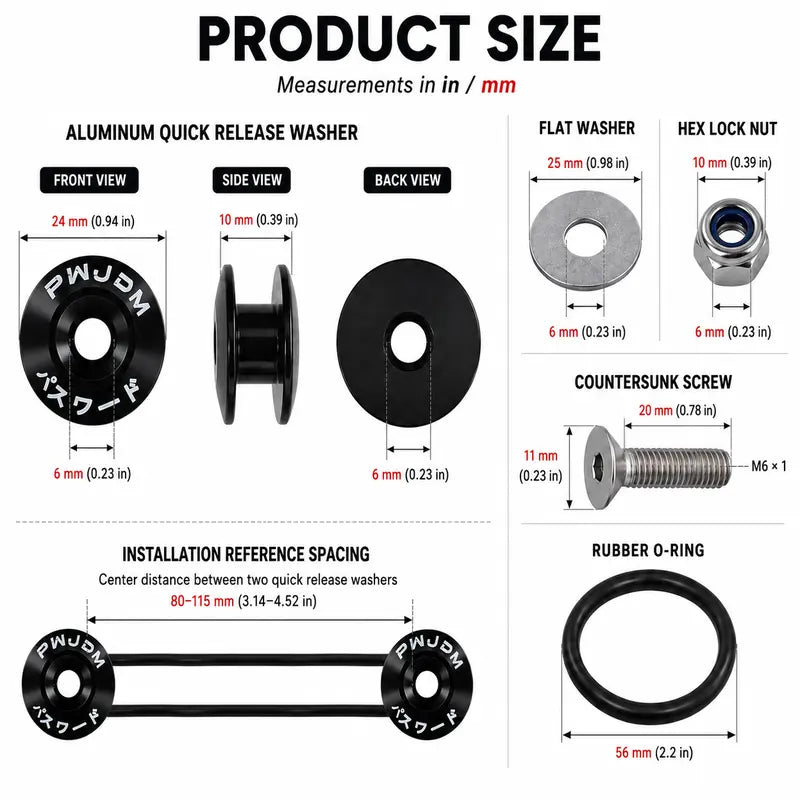 Anodized Aluminum Quick Release Fastener Hardware Kit