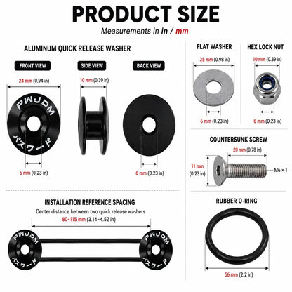 Anodized Aluminum Quick Release Fastener Hardware Kit