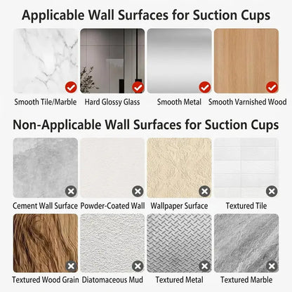 Heavy-Duty Space Aluminum Suction Cup Multi-Hook Wall Rack