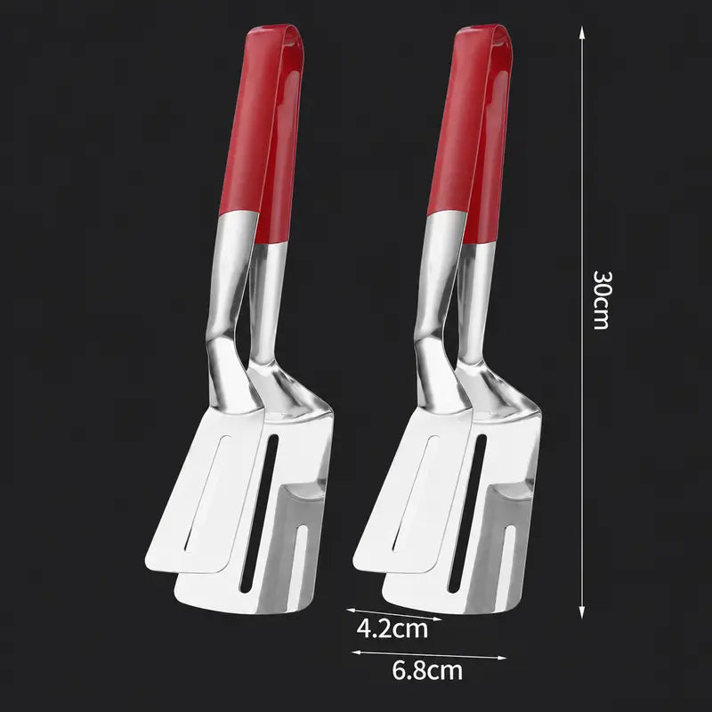 Multi-Functional Stainless Steel Steak Spatula Clamp, Kitchen Cooking Tongs for Fried Steak