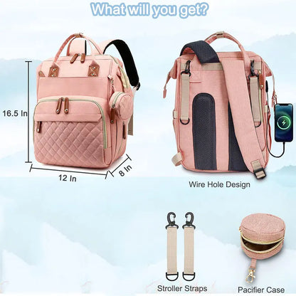 Multifunctional Diaper Backpack with USB Charging Port