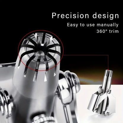 Portable Manual Stainless Steel Nose Hair Trimmer with Brush