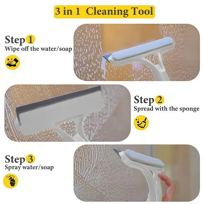 3-in-1 Spray Glass Cleaner Squeegee