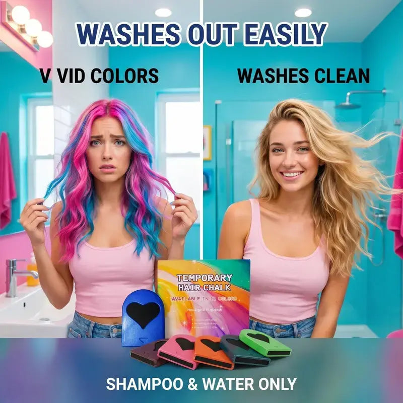 Washable Hair Chalk – 6–12 Colors