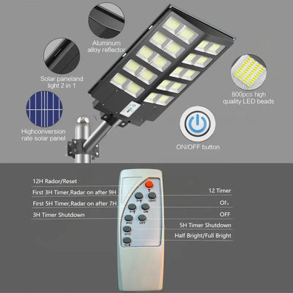 Solar Street Light Outdoor 3 Modes LED Motion Sensor Security Wall Lamp for Garden Yard Porch Decor