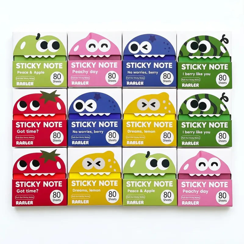 Transparent Pull-Out Glitter Sticky Notes (12 Boxes, 960 Total)