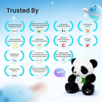 Screen-Free AI Interactive Plush Panda Toy with Smart Voice App & Bedtime Stories
