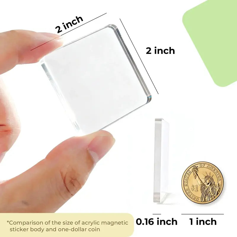 2×2″ Clear Acrylic Magnetic Photo Frames – DIY Memory Keepsake, 10/20/30 Pack