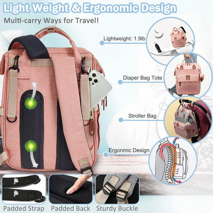 Multifunctional Diaper Backpack with USB Charging Port