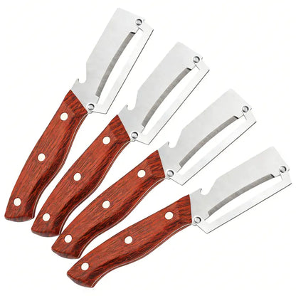 Stainless Steel Sharp Peeler with Wooden Non-Slip Ergonomic Handle
