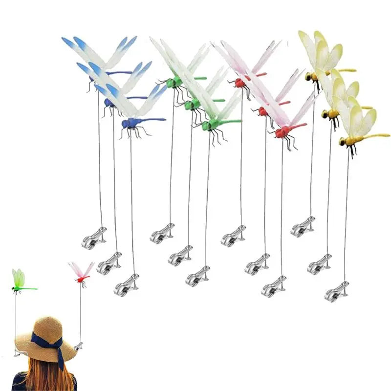 12Pcs Metal Dragonfly Clip Anti Mosquito Fruit Fly Outdoor Garden Decor Clips