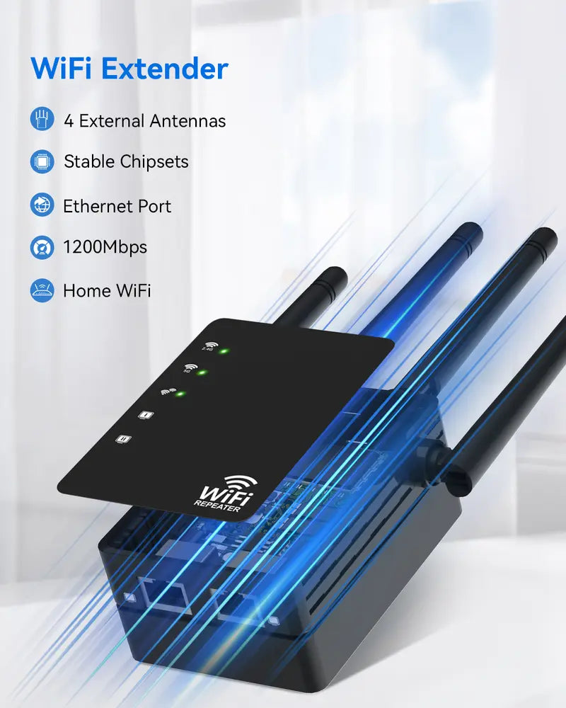 Dual-Band WiFi Signal Booster & Extender with Ethernet Port