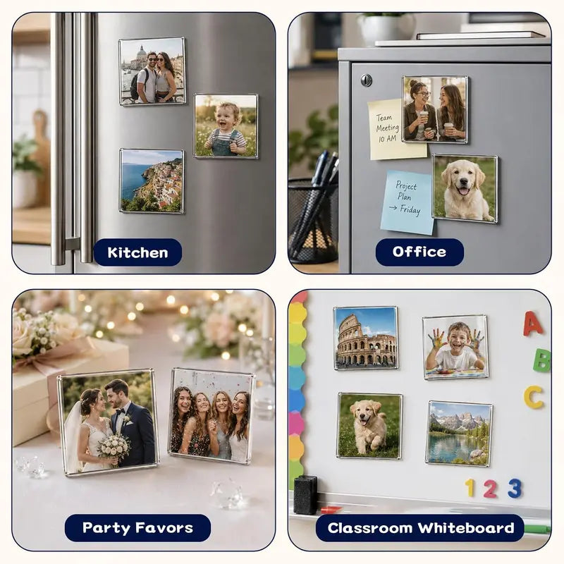 2×2″ Clear Acrylic Magnetic Photo Frames – DIY Memory Keepsake, 10/20/30 Pack