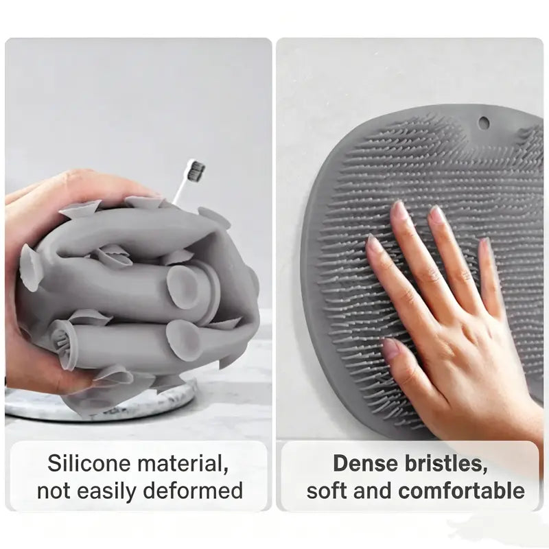 Silicone Shower Foot Scrubber Mat with Wall
