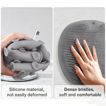 Silicone Shower Foot Scrubber Mat with Wall
