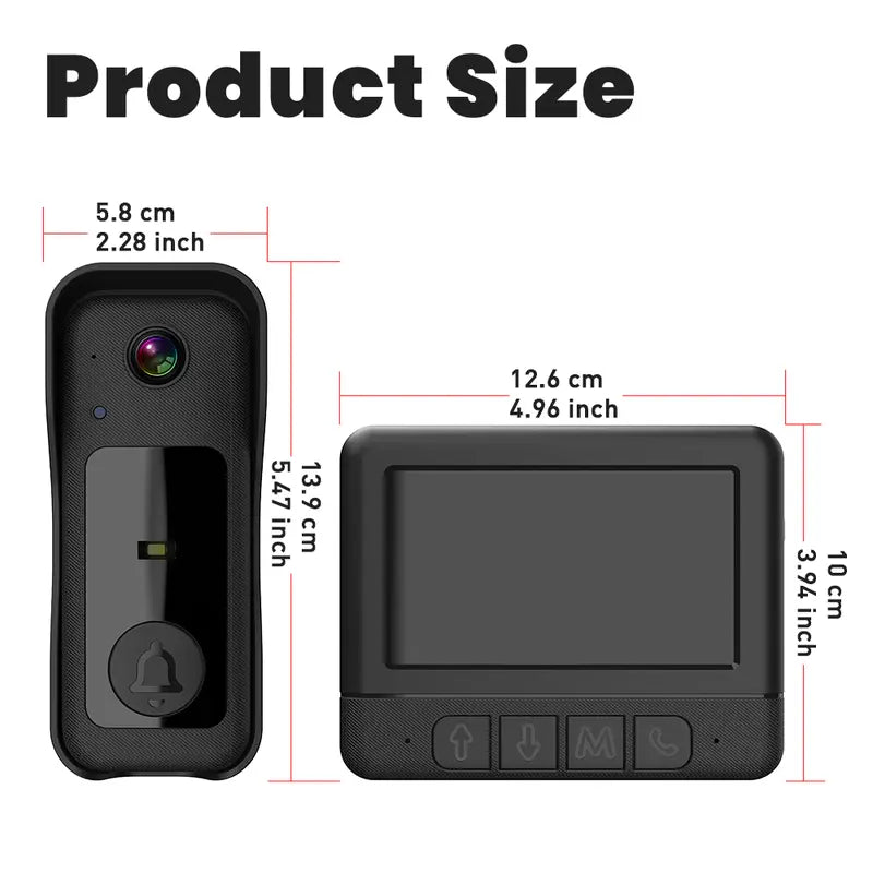 Wireless Doorbell Camera，No WiFi Video Doorbell with Screen