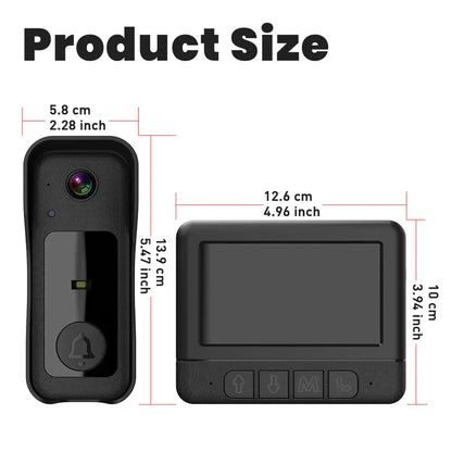 Wireless Doorbell Camera，No WiFi Video Doorbell with Screen