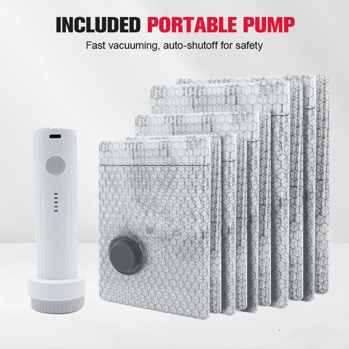 Vacuum Storage Bags with Rechargeable Pump (Travel)