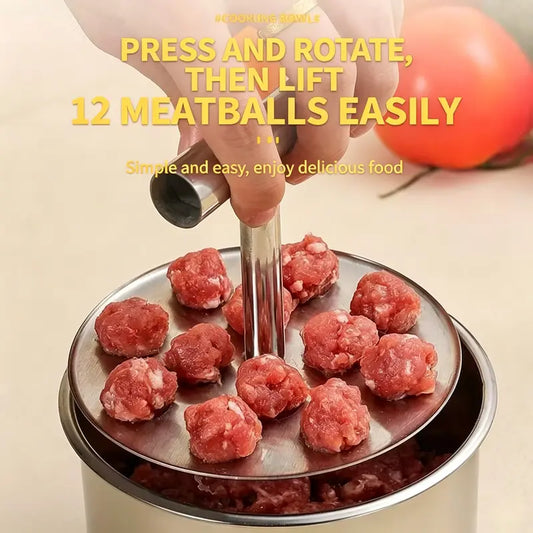 Stainless Steel Meatball Maker – 6 or 12 Holes, Manual & Easy to Clean