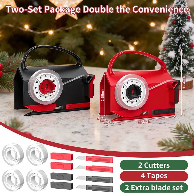 2-in-1 Wrapping Paper Cutter and Tape Dispenser Kit with Tapes & Blades