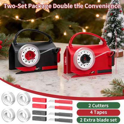 2-in-1 Wrapping Paper Cutter and Tape Dispenser Kit with Tapes & Blades