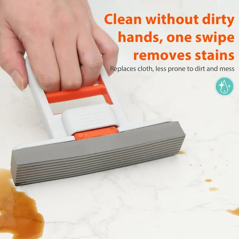 Mini Foldable Self-Squeezing Floor Mop with 3 Sponge Heads