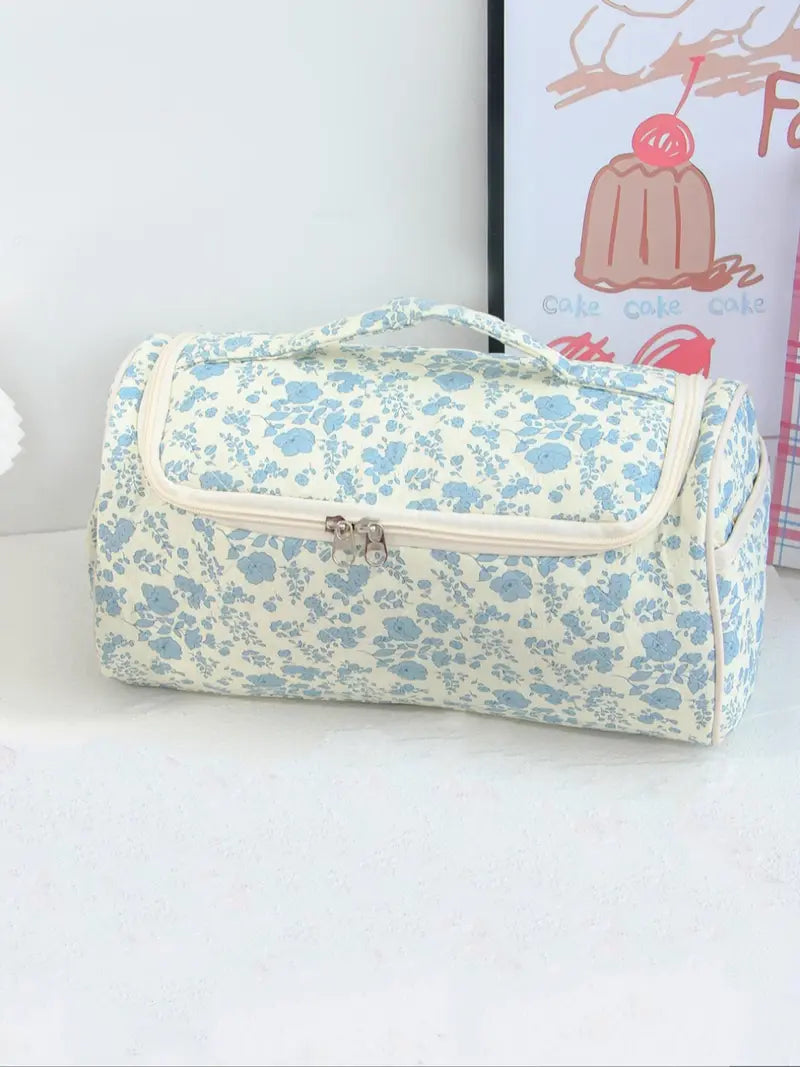 Large-Capacity Quilted Cosmetic & Hair Tool Organizer Bag