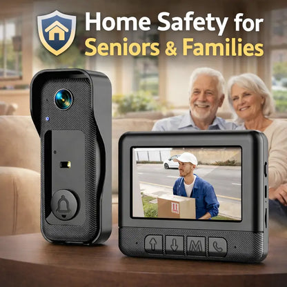 Wireless Doorbell Camera，No WiFi Video Doorbell with Screen