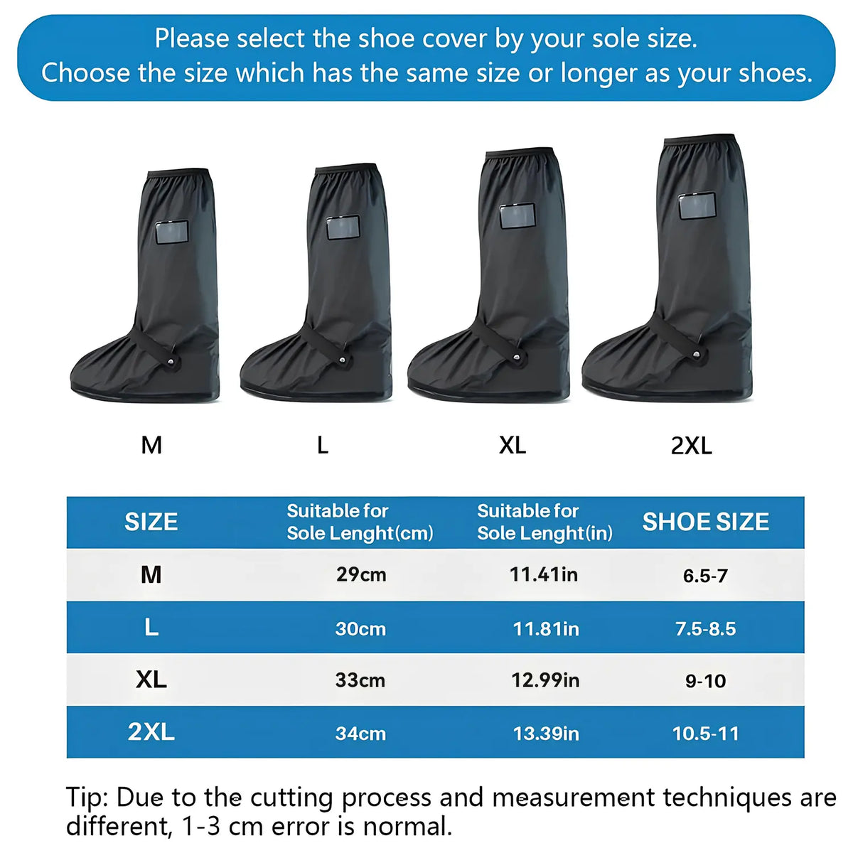 Black Waterproof Rain Boot Shoe Covers Reusable & Foldable Rain Boot Shoe Cover