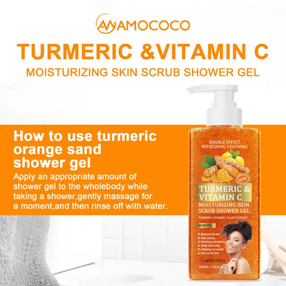 How to use turmeric and Vitamin C body wash in the shower