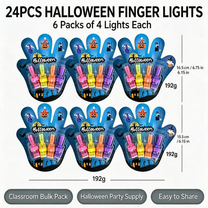 Halloween LED Finger Projection Lights – 8/16/24-Piece Party Favor Sets