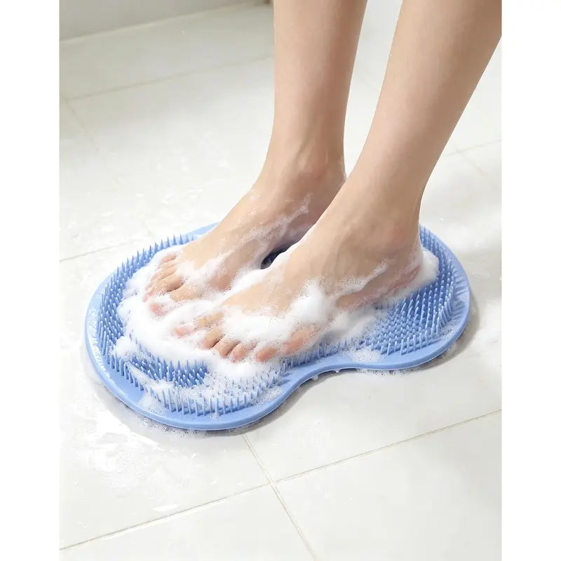 Silicone Shower Foot Scrubber Mat with Wall