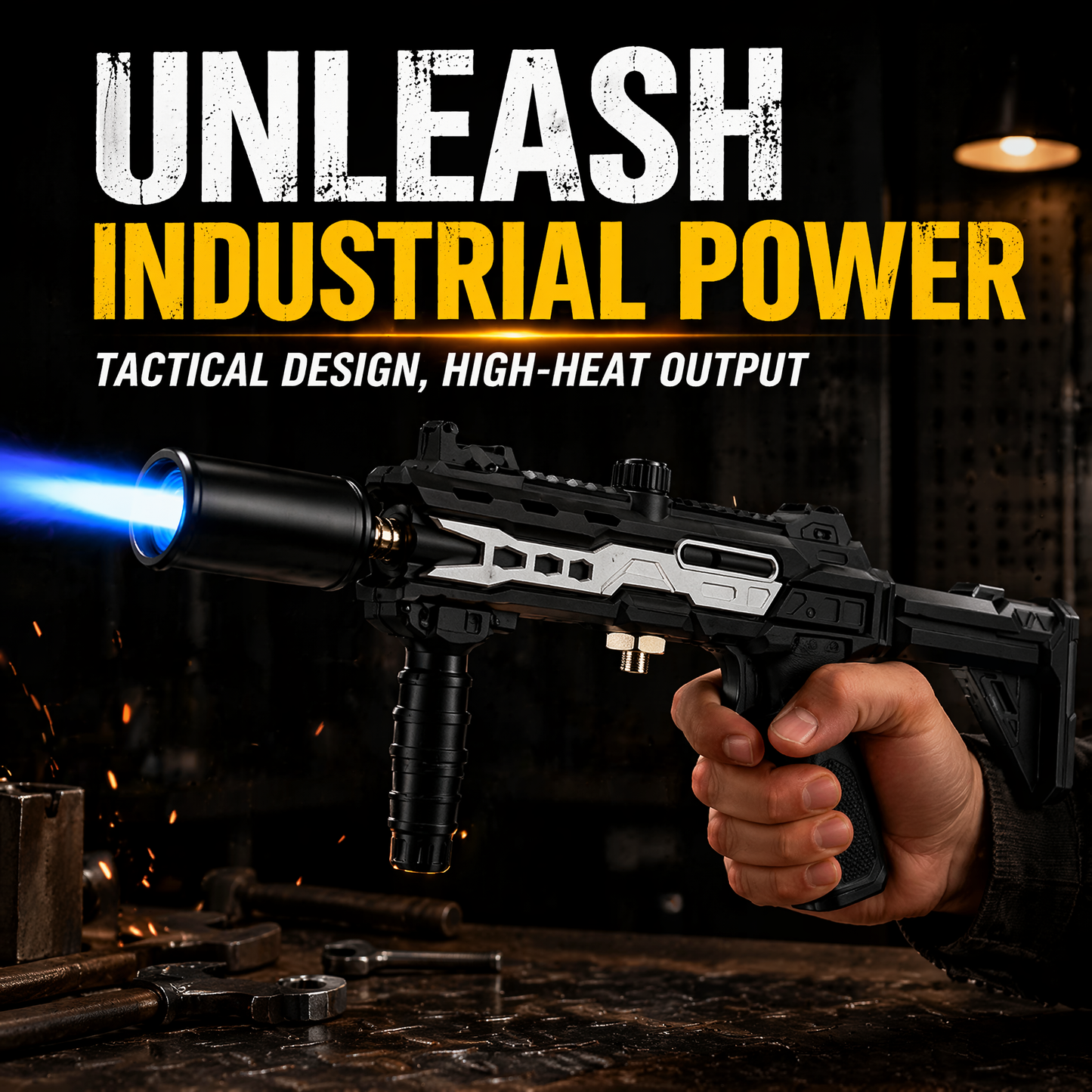 Propane Torch — One-Touch Max Fire, Safety Lock, Adjustable Flame | BBQ, Searing, Fireplace