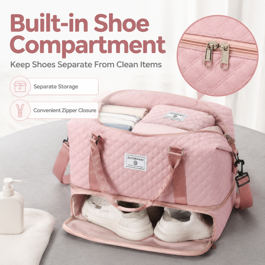 Travel Bag Set – Large Capacity Weekender with Shoe Compartment for Men & Women