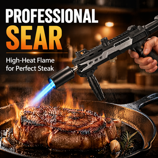 Propane Torch — One-Touch Max Fire, Safety Lock, Adjustable Flame | BBQ, Searing, Fireplace
