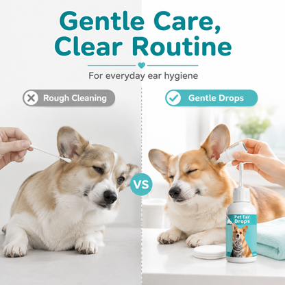 Pet Ear Wash Solution – Gentle Ear Cleaning Drops for Cats & Dogs