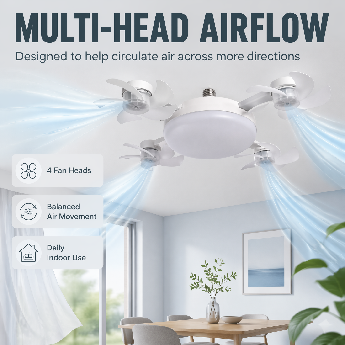🌀50% OFF NOW! 💡 Ceiling Fan with E27 Socket – Silent 2-in-1 LED Fan with Remote Control – Cool & Light in One 🏠