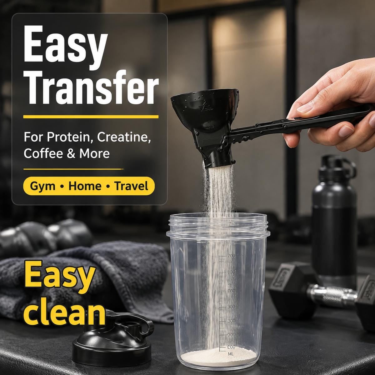 [Buy 1 Get 1 Free] Sliding Protein Powder Spoon Funnel, BPA-Free Scoop for Creatine Coffee Smoothie Powder, Holiday Gift