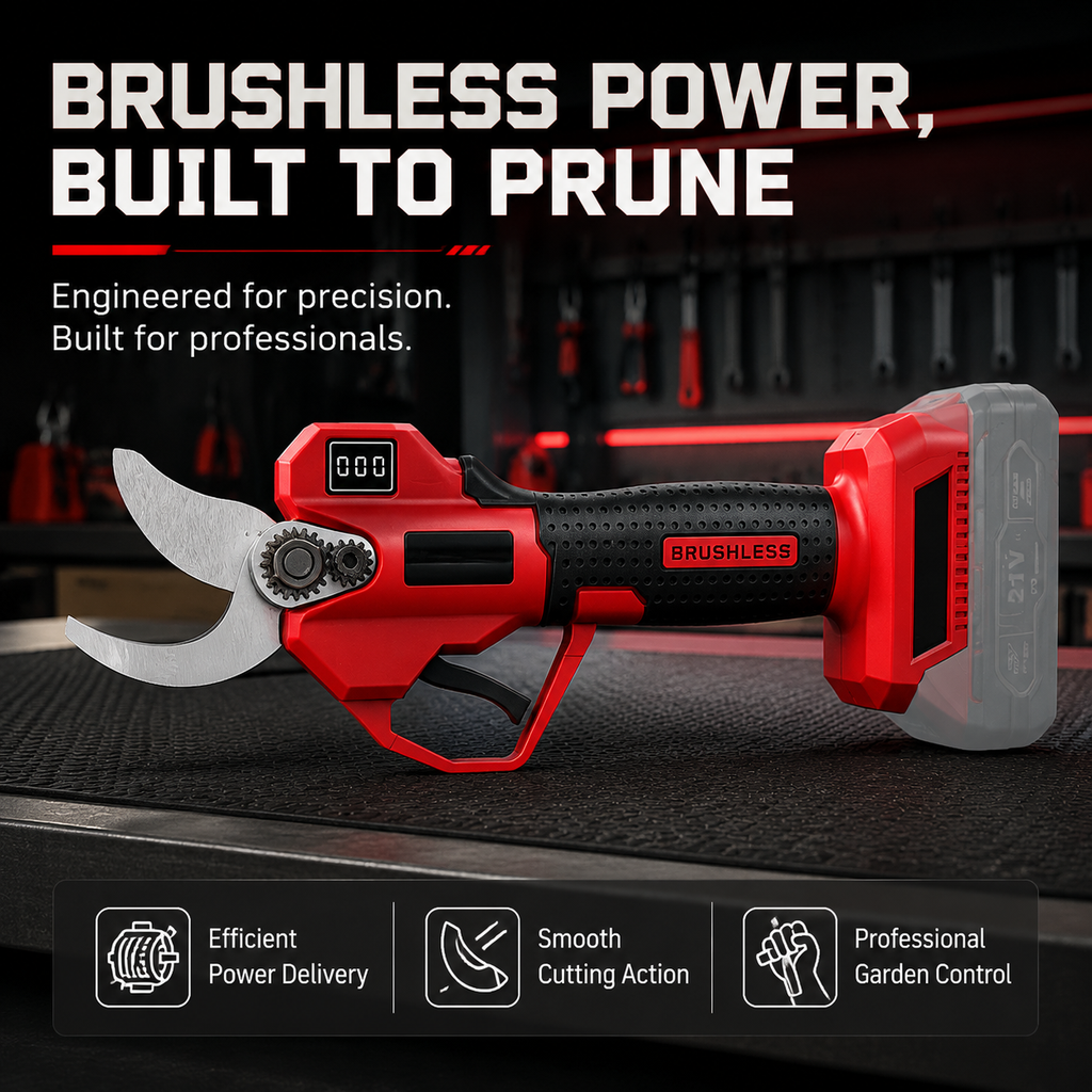 Electric Pruning Shears – Cordless Power Pruner with Brushless Motor & 2000mAh Batteries