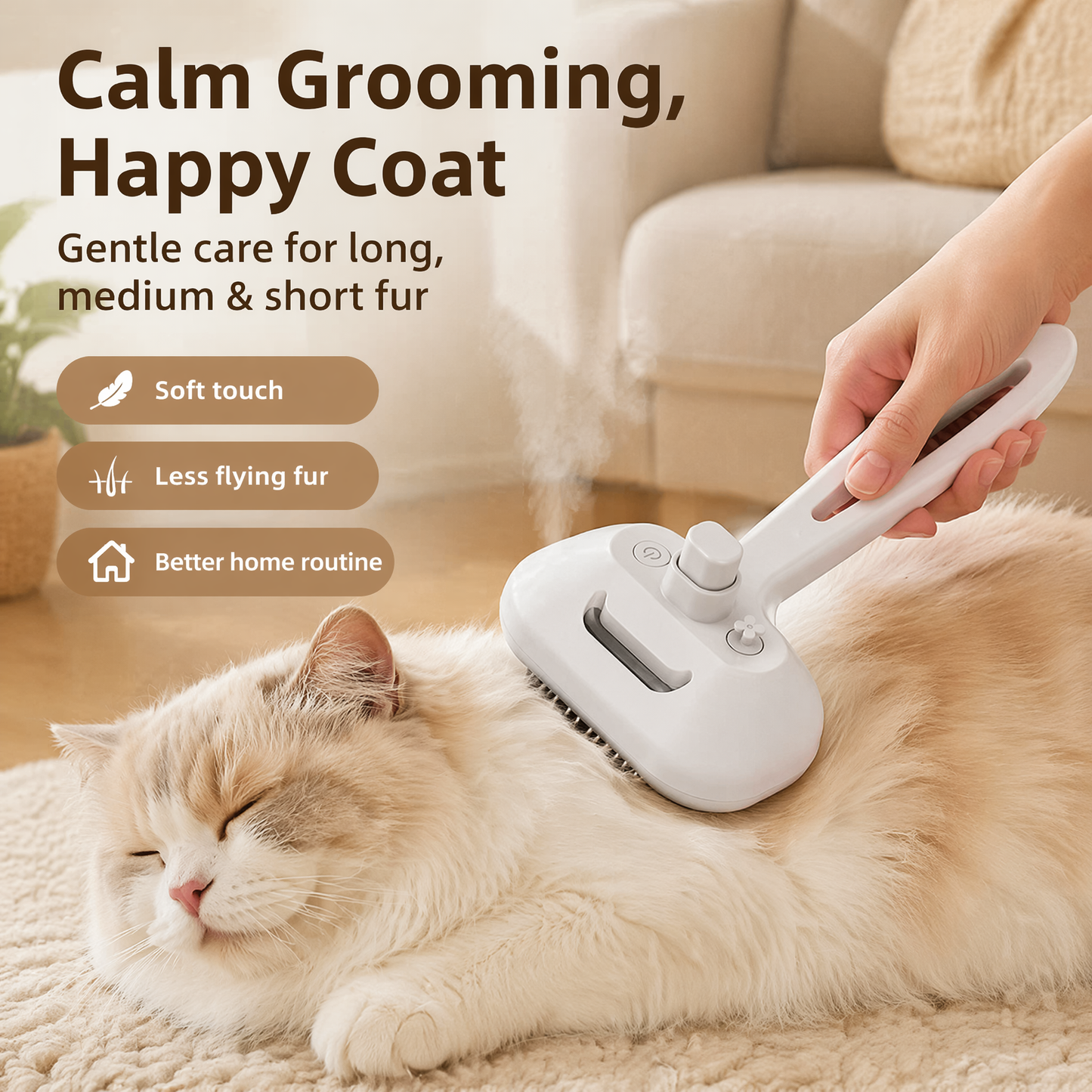 2-in-1 Steaming Pet Grooming Brush