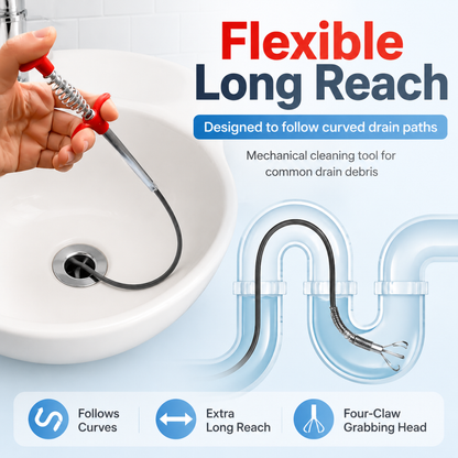 Flexible Four-Claw Drain Cleaning Tool