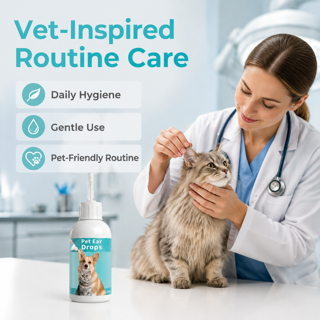 Pet Ear Wash Solution – Gentle Ear Cleaning Drops for Cats & Dogs
