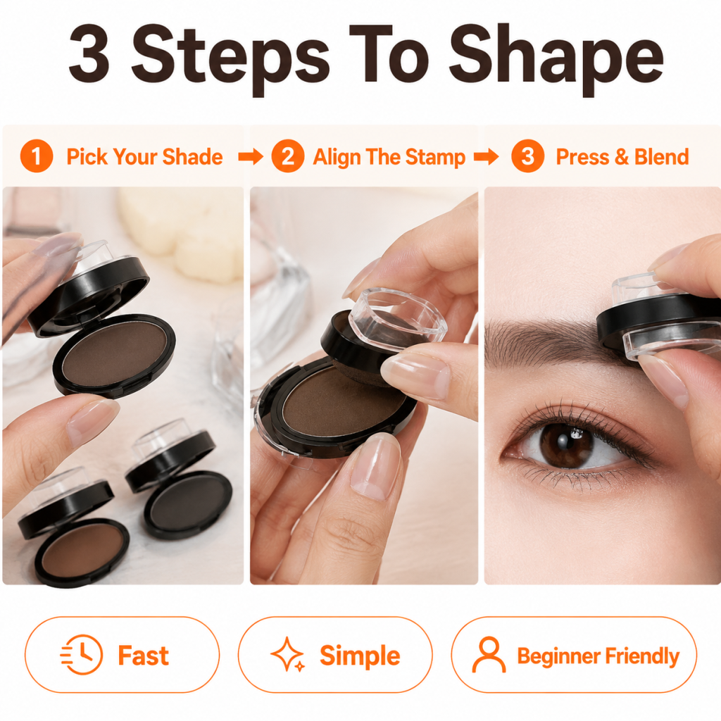 Waterproof Eyebrow Stamp Powder Kit – Natural Long-Lasting Brow Shaping Makeup