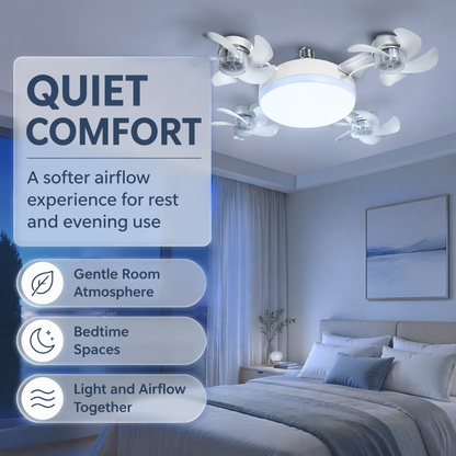 🌀50% OFF NOW! 💡 Ceiling Fan with E27 Socket – Silent 2-in-1 LED Fan with Remote Control – Cool & Light in One 🏠
