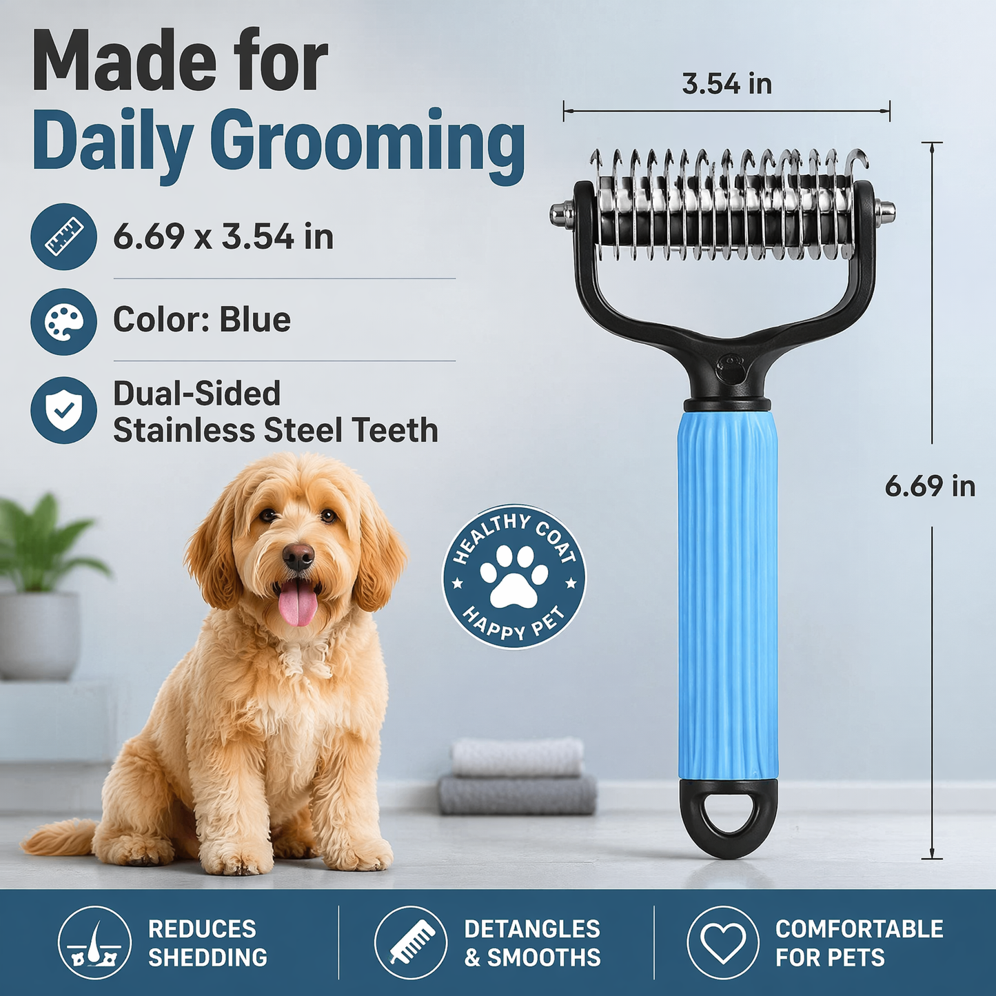 Double-Sided Pet Detangling Comb