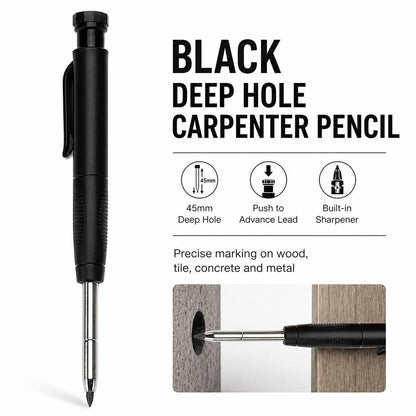 Actual black deep-hole carpenter pencil color example