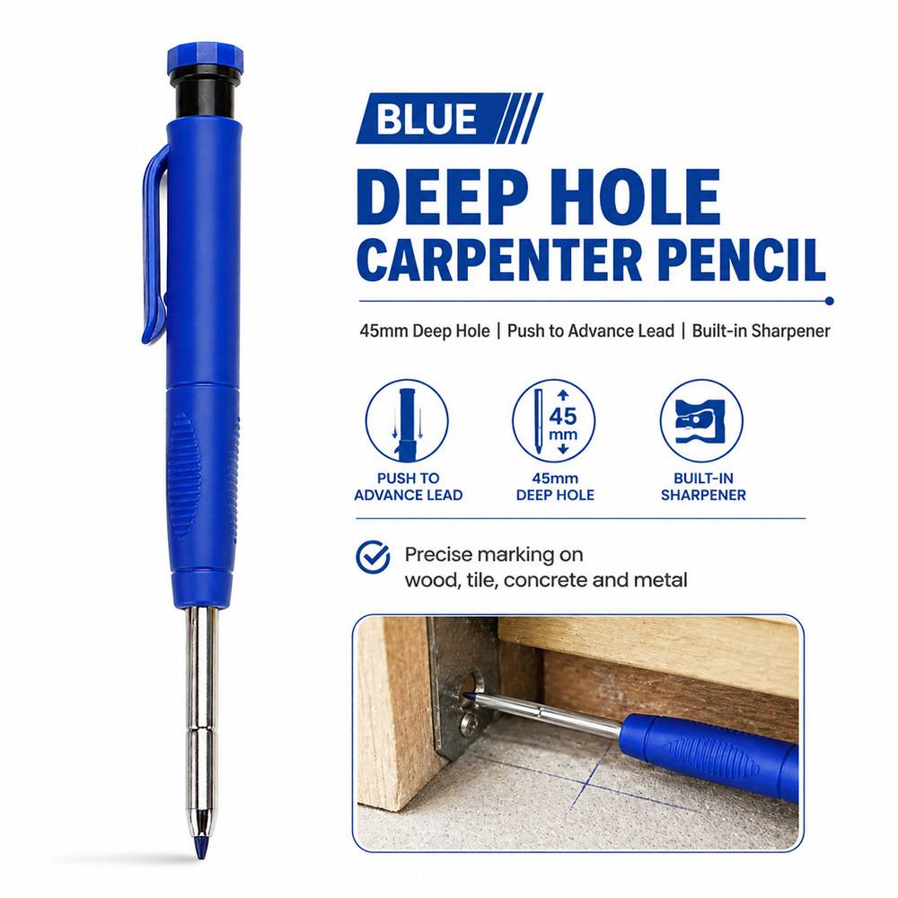 Actual blue deep-hole carpenter pencil color example