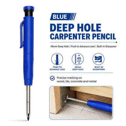 Actual blue deep-hole carpenter pencil color example